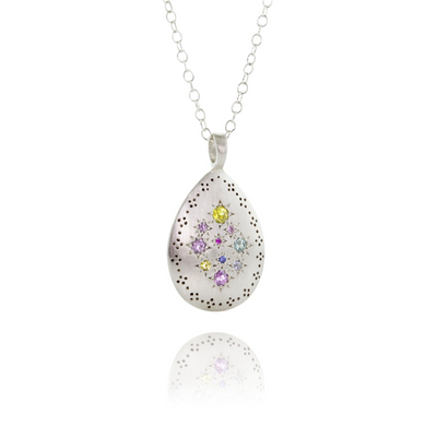 Adel Chefridi Silver Lights Teardrop Sapphire Pendant