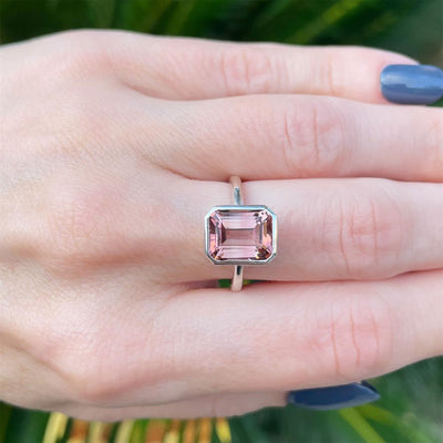 Modern Peach Tourmaline Dream Ring in Sterling Silver