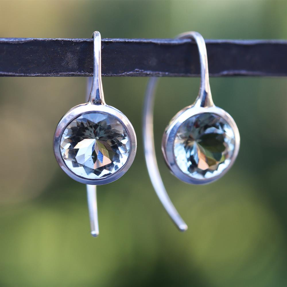 Toby Pomeroy Green Quartz Short Comet Earrings in Sterling Silver