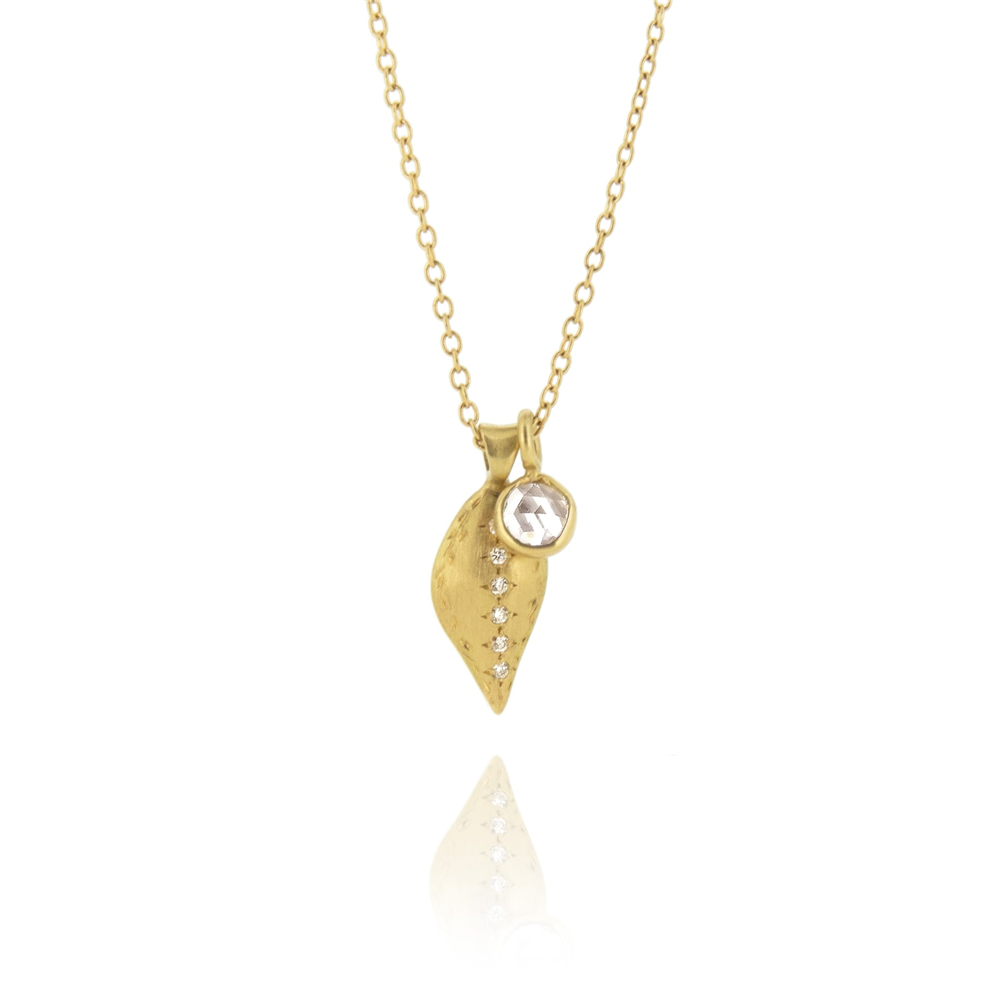 Adel Chefridi Golden Drop Diamond Charm Necklace in 18k Gold