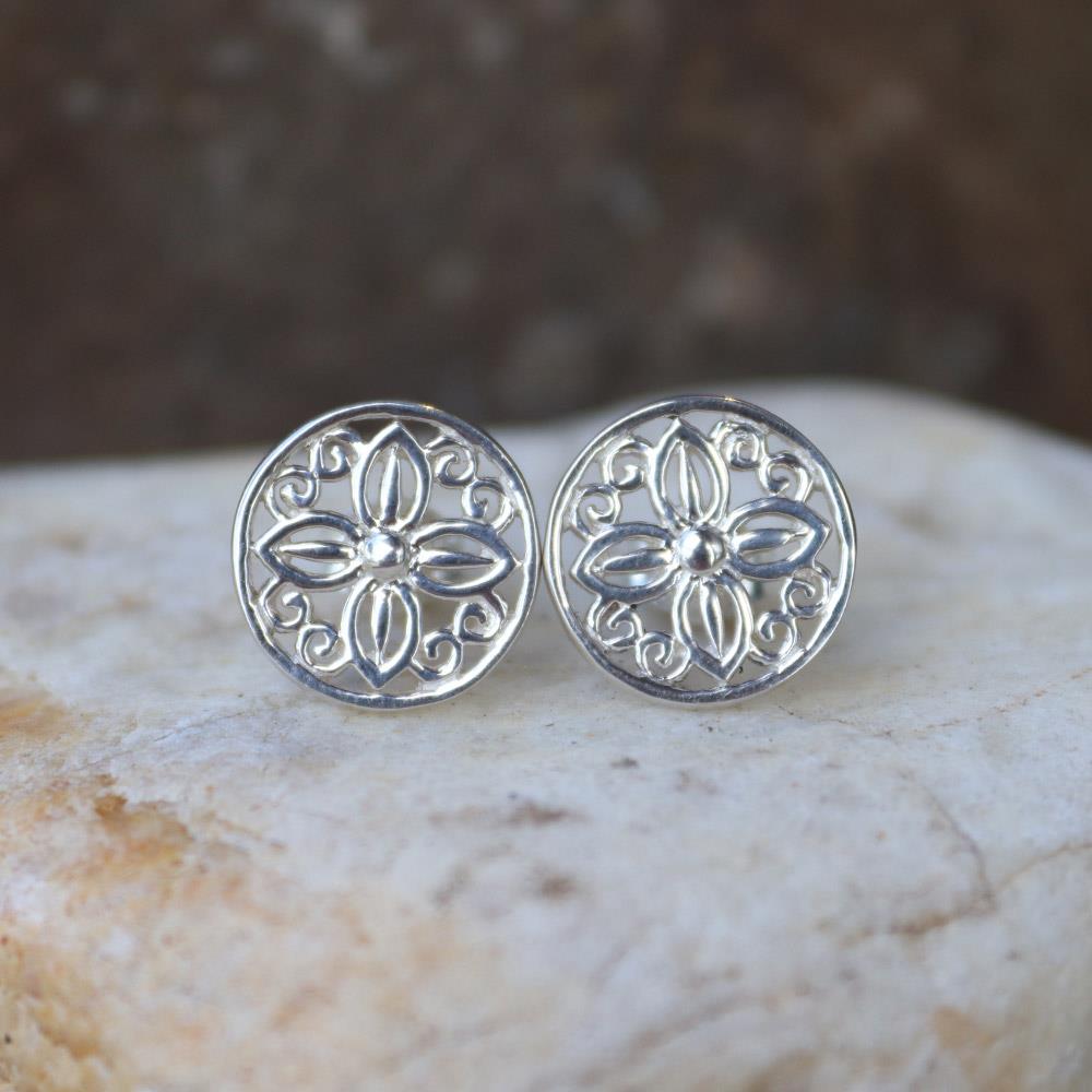 Southern Gates Courtyard Blossom Stud Earrings in Sterling Silver