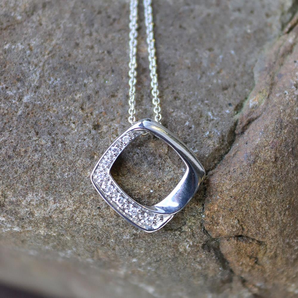 Slide Frame Diamond Pendant in Sterling Silver