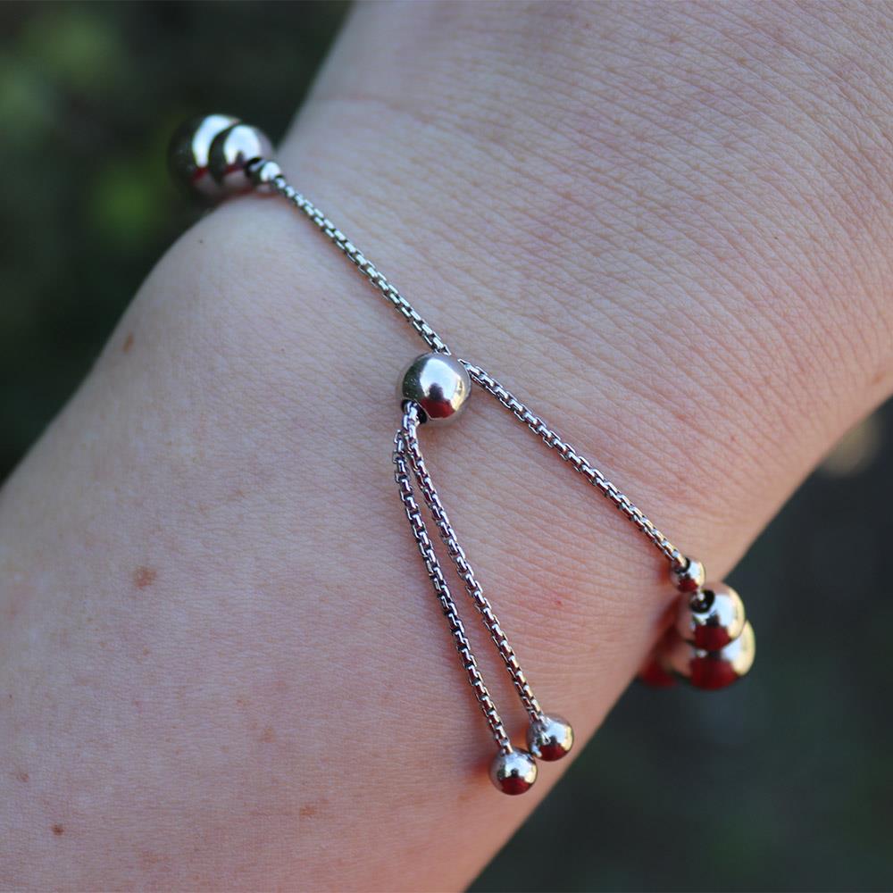 Chunky Alternating Beaded Bracelet in Sterling Silver