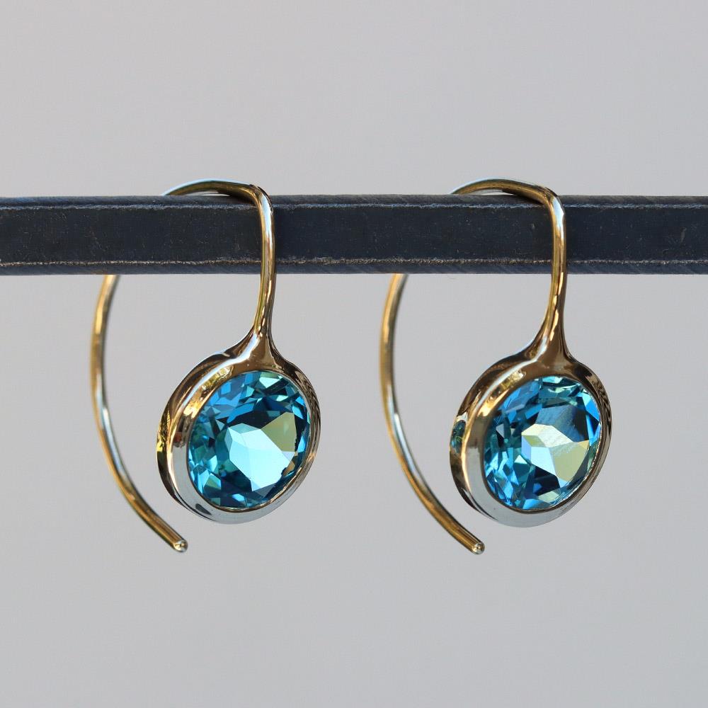 Toby Pomeroy Blue Topaz Short Comet Earrings in 14k Yellow Gold