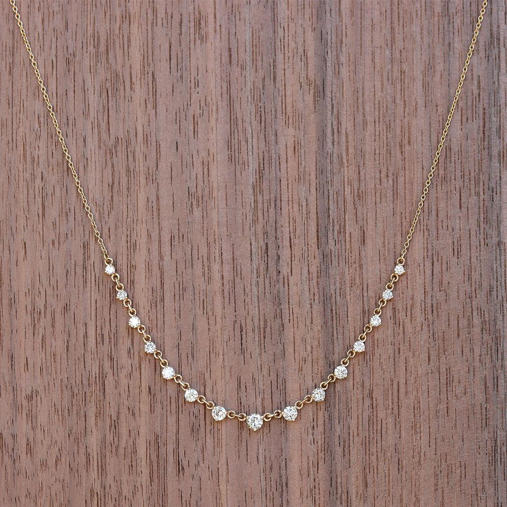 Graduated Diamond Link Necklace in 14k Yellow Gold