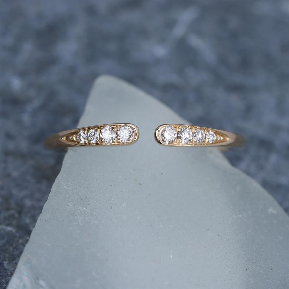 Open Concept Diamond Stack Ring in 14k Yellow Gold