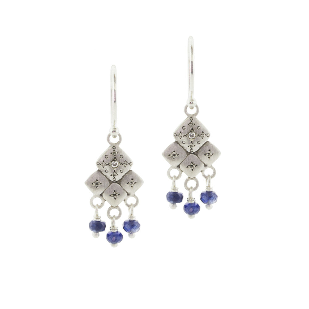 Adel Chefridi Mosaic Sapphire & Diamond Earring in Sterling Silver