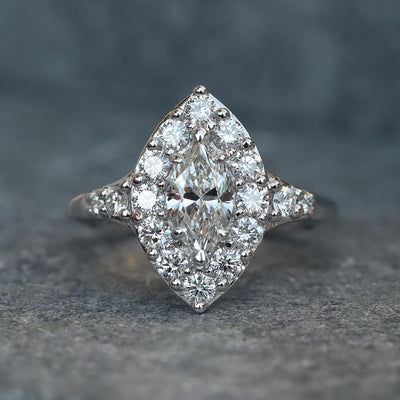 Shine Bright Marquise Halo Diamond Engagement Ring (1.44 cttw) in 14k White Gold