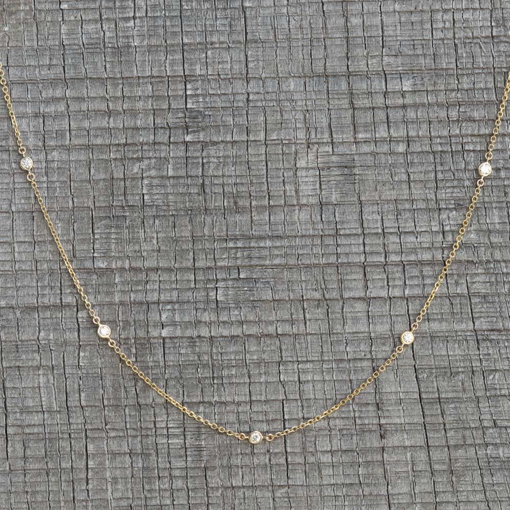 Diamond Dancing Station Necklace 0.33ctw in 14k Yellow Gold