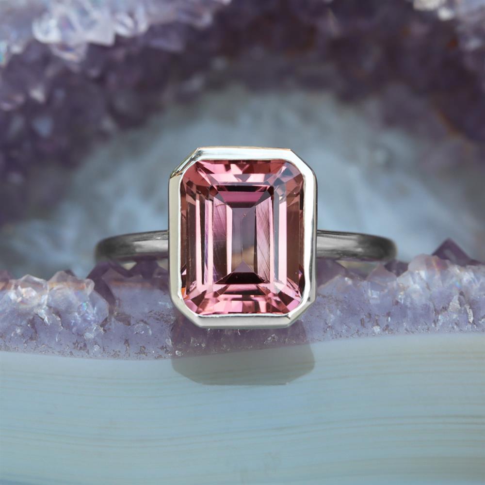 Modern Peach Tourmaline Dream Ring in Sterling Silver