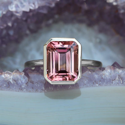 Modern Peach Tourmaline Dream Ring in Sterling Silver