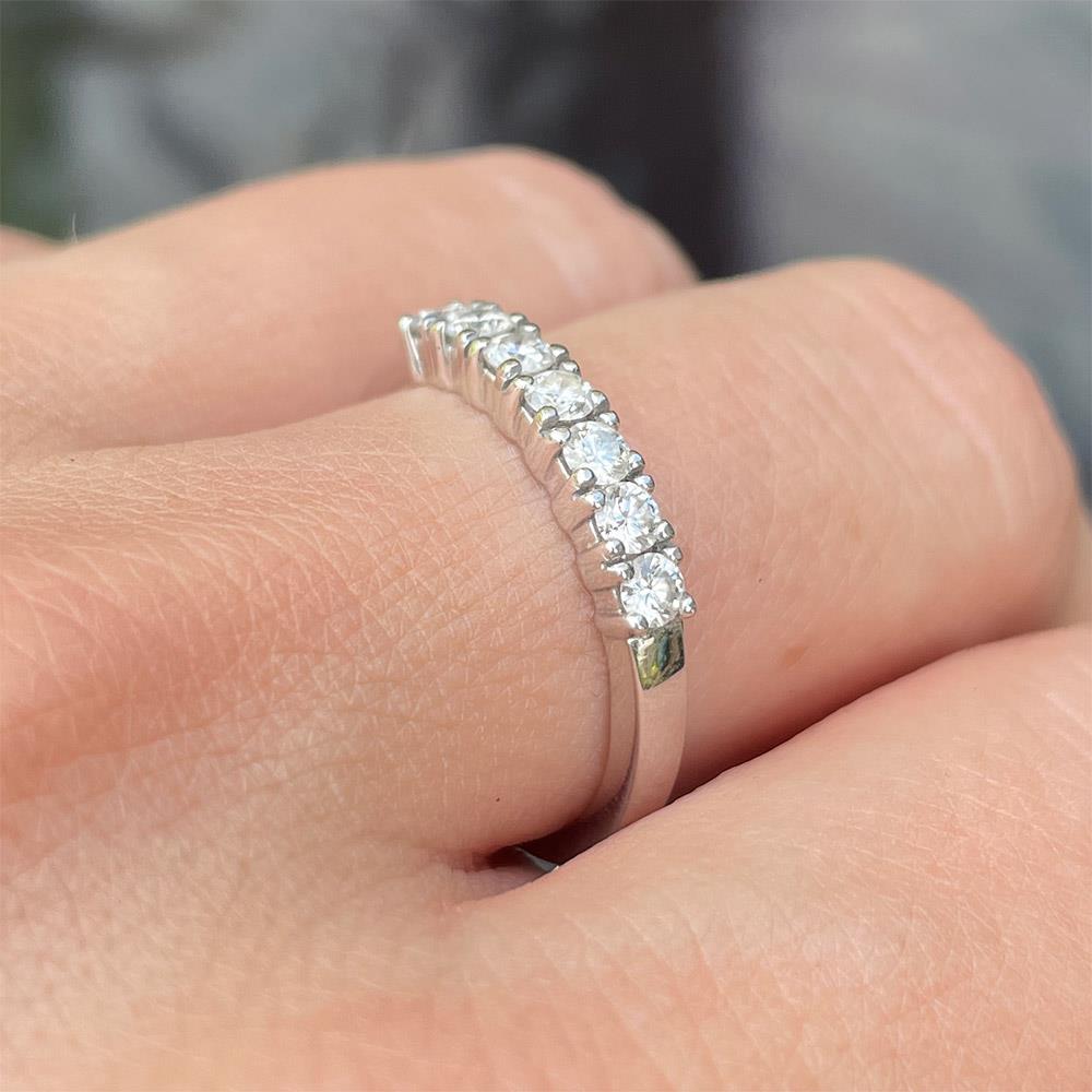 Seven-Stone Diamond Ring (0.38 cttw) in 14k White Gold