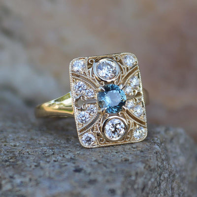 Big Sky Montana Sapphire & Diamond Vintage-Inspired Ring