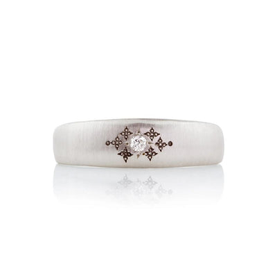 Adel Chefridi Tapered Silver Moon Diamond Ring