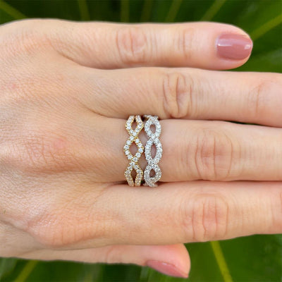 Twisted Infinity Diamond Ring in 14k White Gold