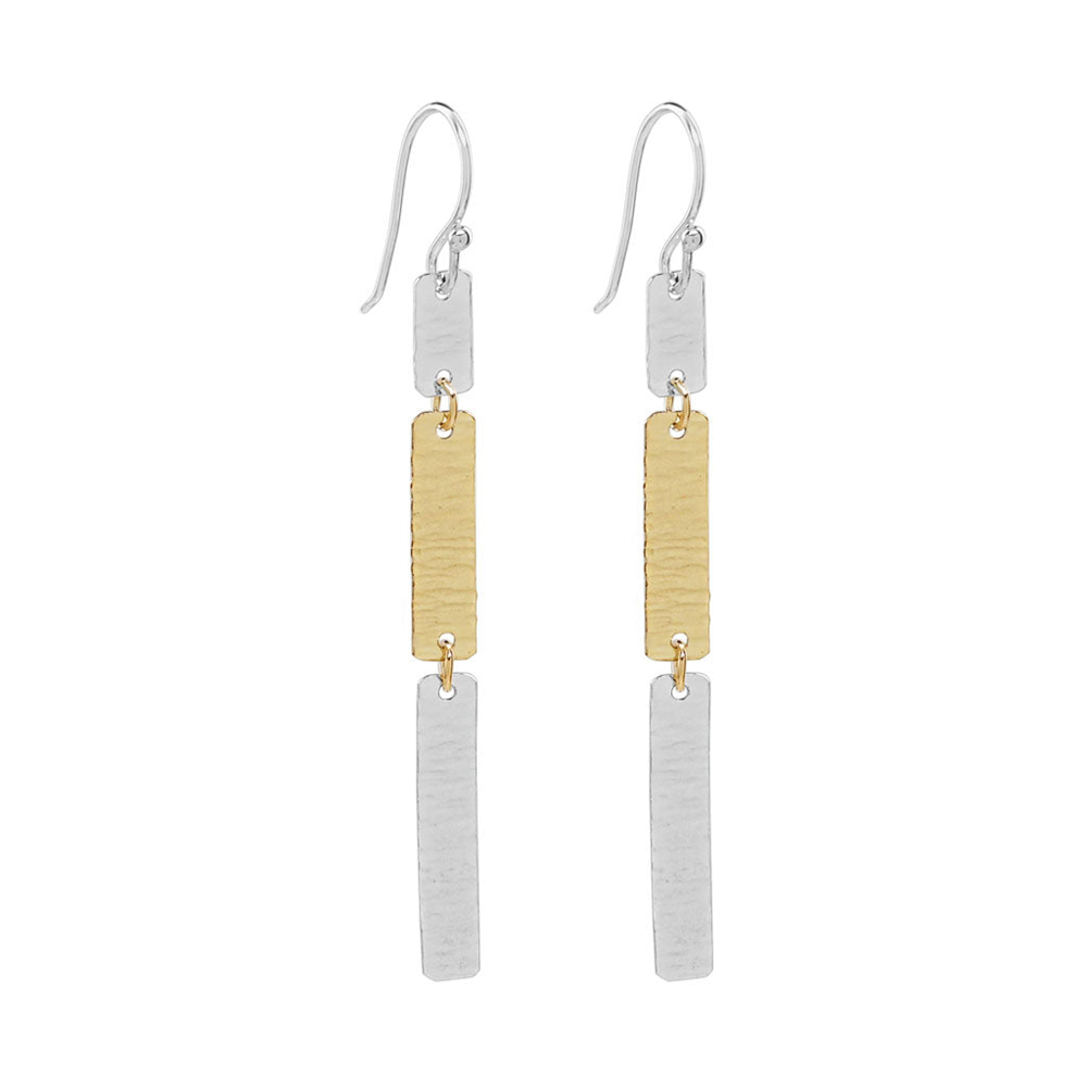 Peter James Dangling Reflections Trio Earrings in Two Tone