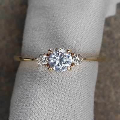 Silvery Lilac Montana Sapphire & Diamond Three Stone Ring