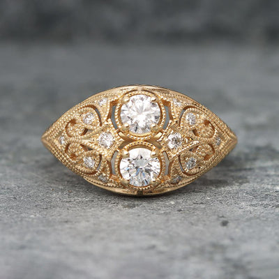 Toi et Moi Diamond Ring in 14k Yellow Gold