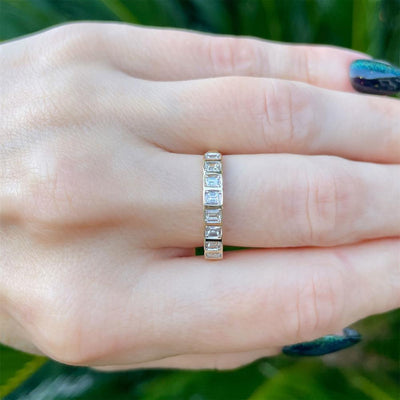 Emerald Cut Diamond Band in 14k Yellow Gold