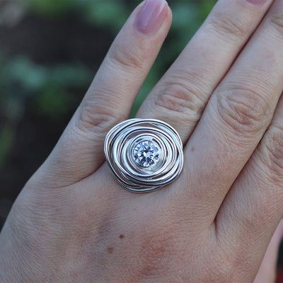 Peter James Bird’s Nest Cubic Zirconia Ring in Sterling Silver