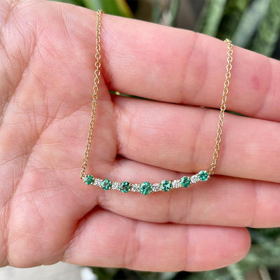 Lucky Day Emerald & Diamond Bar Necklace