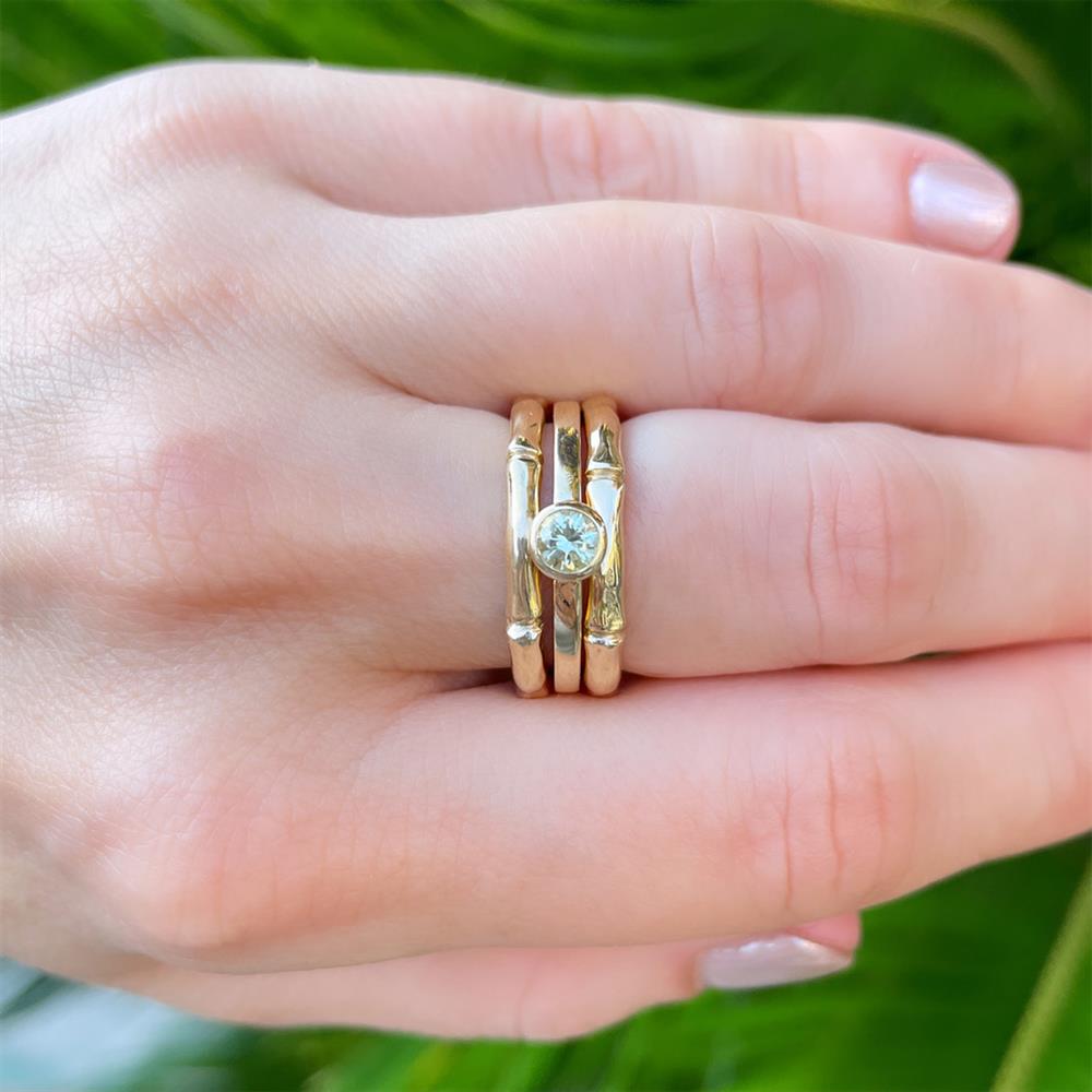 Bamboo 6 Section Stack Ring in 14k Yellow Gold