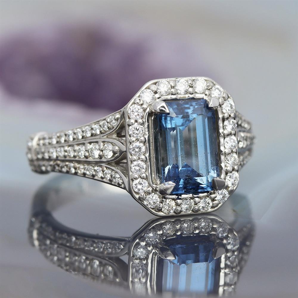 Blue Skies Sapphire & Diamond Ring in Platinum