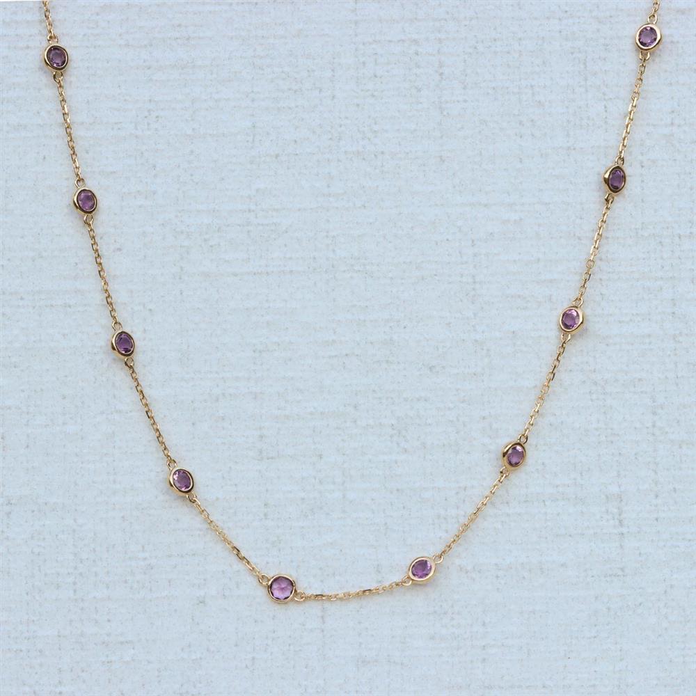 Amethysts by the Yard Necklace in 14k Yellow Gold