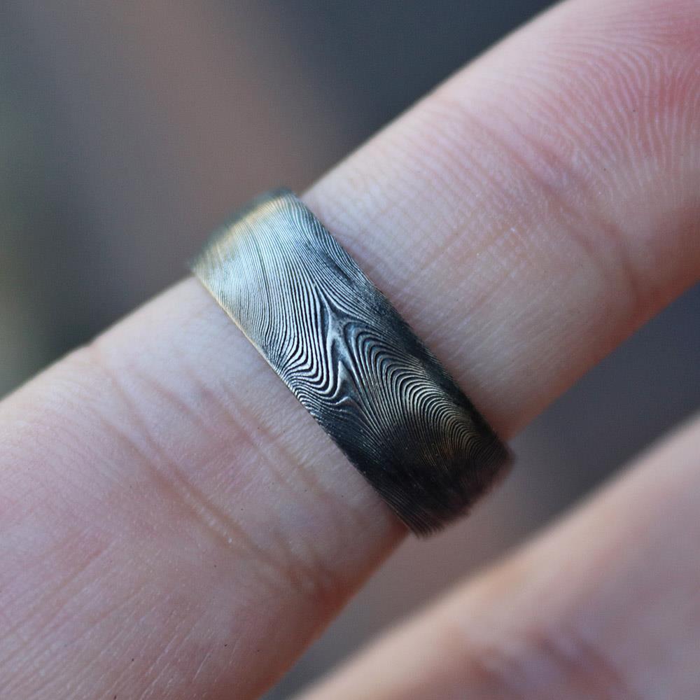 Damascus JET Rounded Ring #9 by Andrew Nyce — 6.5