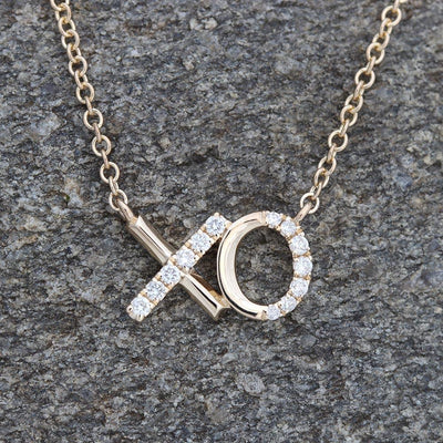 XO Hugs and Kisses Diamond Necklace in 14k Yellow Gold