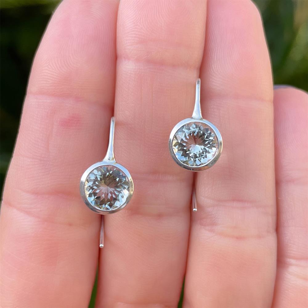 Toby Pomeroy Green Quartz Short Comet Earrings in Sterling Silver