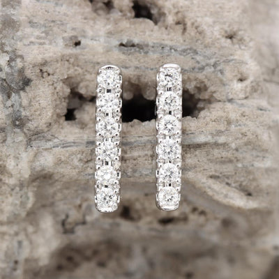 Petite Diamond Bar Stud Earrings in 14k White Gold