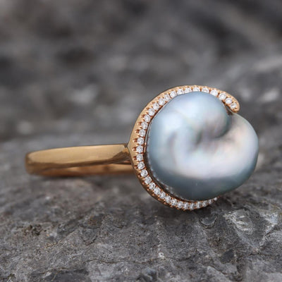 Star of the Show Baroque Pearl & Diamond Ring