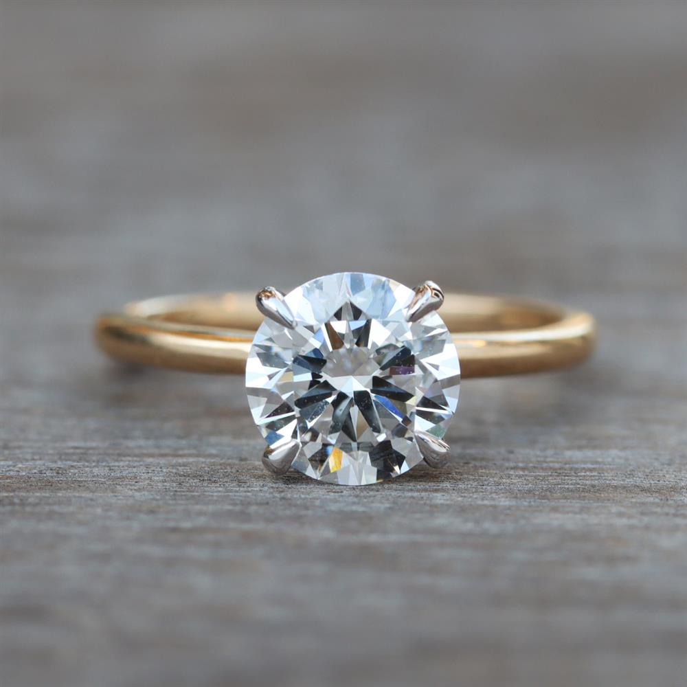 Classic Solitaire Round Brilliant Lab Grown Diamond Engagement Ring (2.00ct) in 14k Two Tone Gold