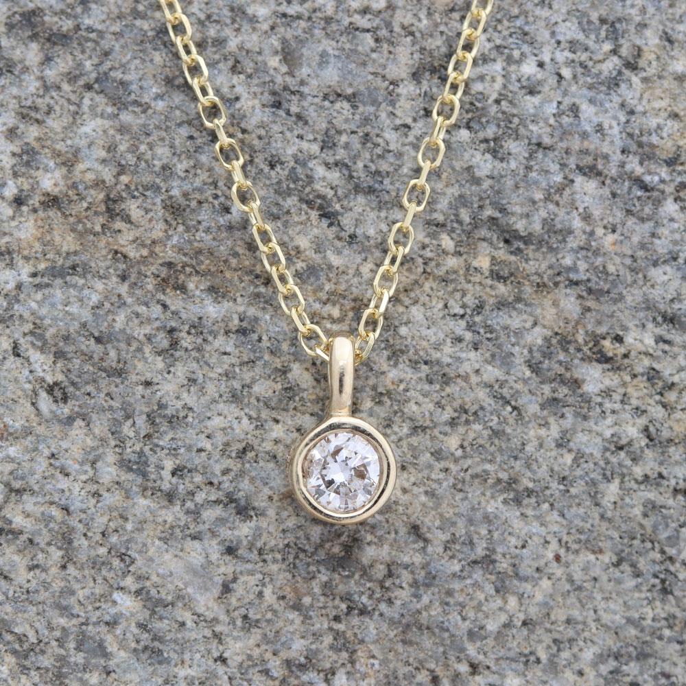 Everyday Diamond Bezel Necklace 0.07ct in 14k Yellow Gold