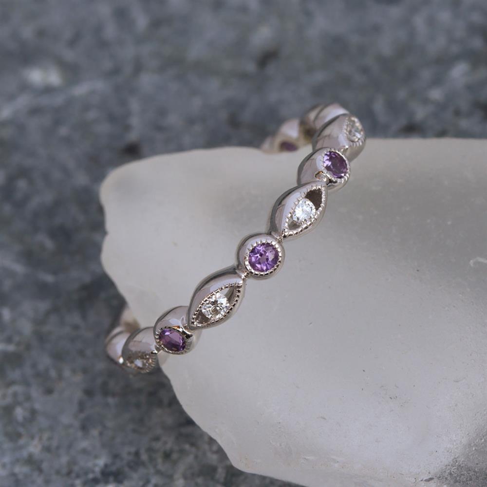 Stack it up Amethyst & Diamond Ring in 14k White Gold