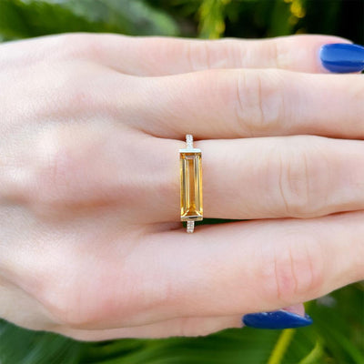 Sunshine Citrine & Diamond Ring in 14k Yellow Gold