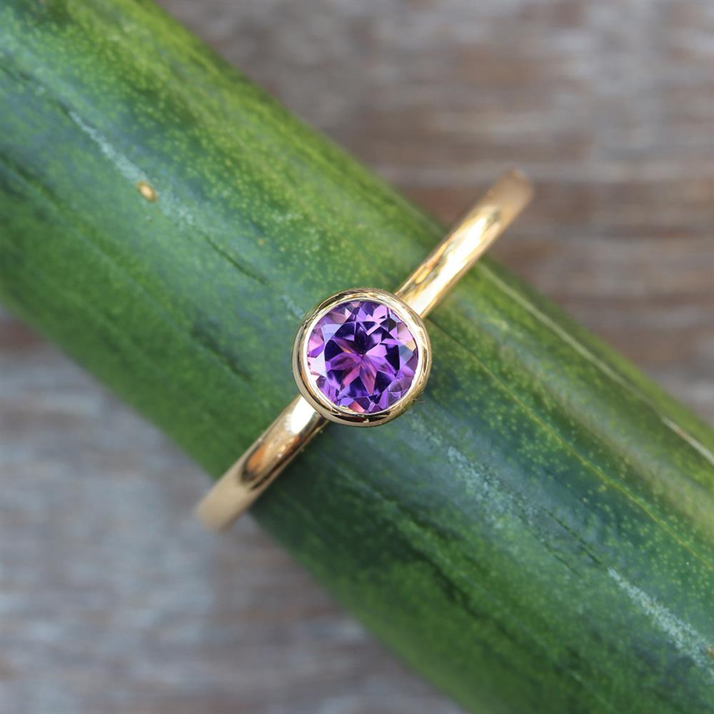 February Stackable Birthstone Ring in 14k Yellow Gold