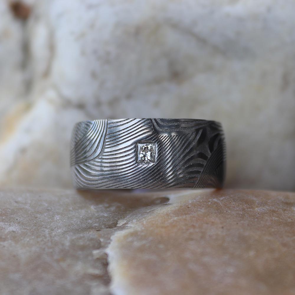 Damascus Diamond Men's Ring by Andrew Nyce — 9.5