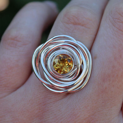 Peter James Bird’s Nest Citrine Ring in Sterling Silver