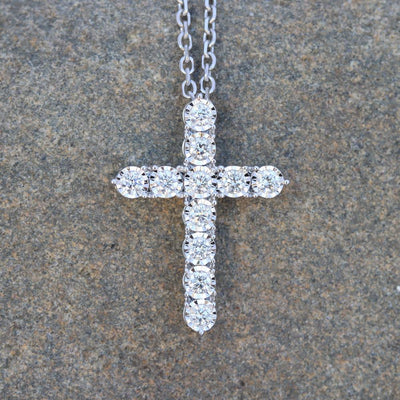 Diamond Cross Illusion-Set Pendant (1/3 cttw) in 14k White Gold