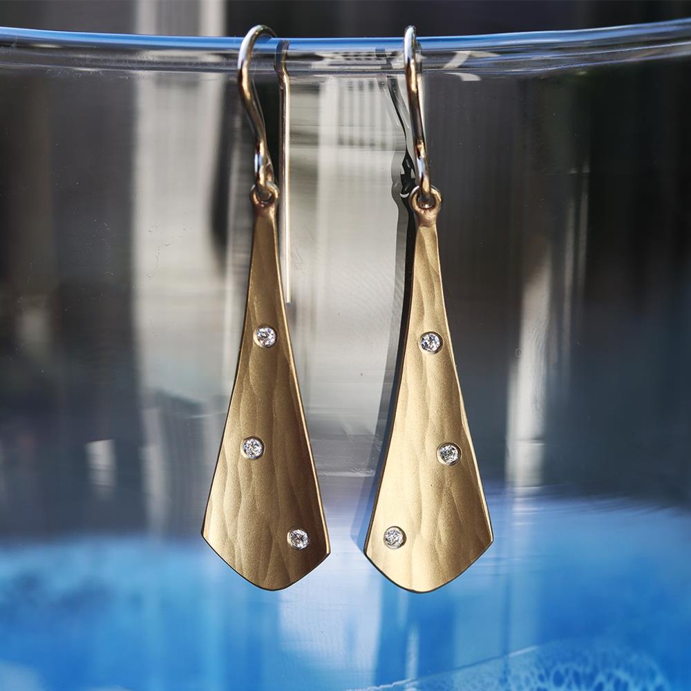 Toby Pomeroy Articulated Mist Short Orchid Diamond Earrings in 14k Yellow Gold