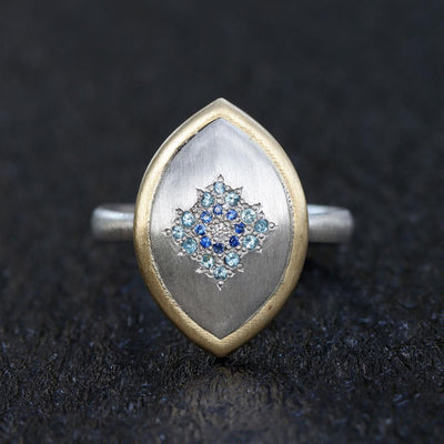 Adel Chefridi Lumiere Aquamarine, Sapphire & Diamond Ring