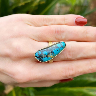 Sheila Stillman Statement Turquoise Ring in 18k Yellow Gold