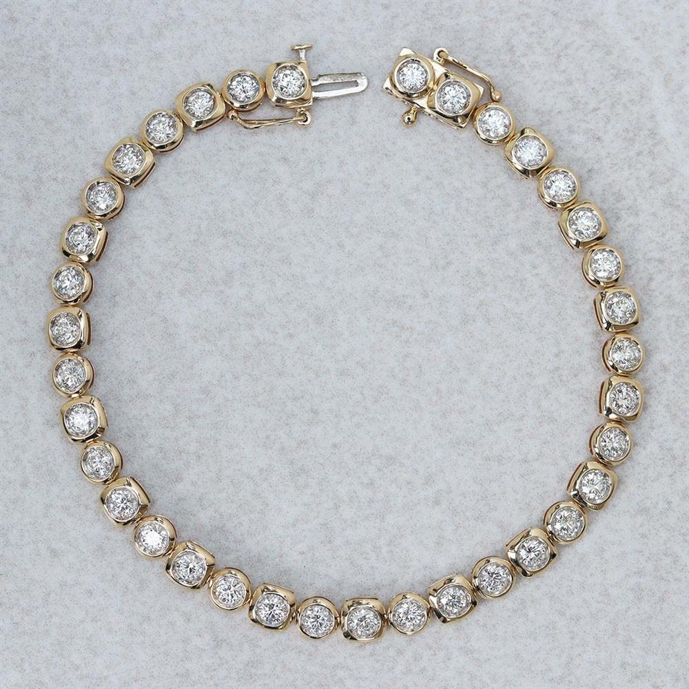 Modern Bezel Diamond Tennis Bracelet (3.9ctw) in 14k Yellow Gold
