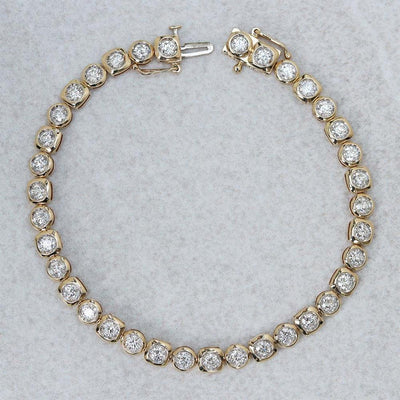 Modern Bezel Diamond Tennis Bracelet (3.9ctw) in 14k Yellow Gold