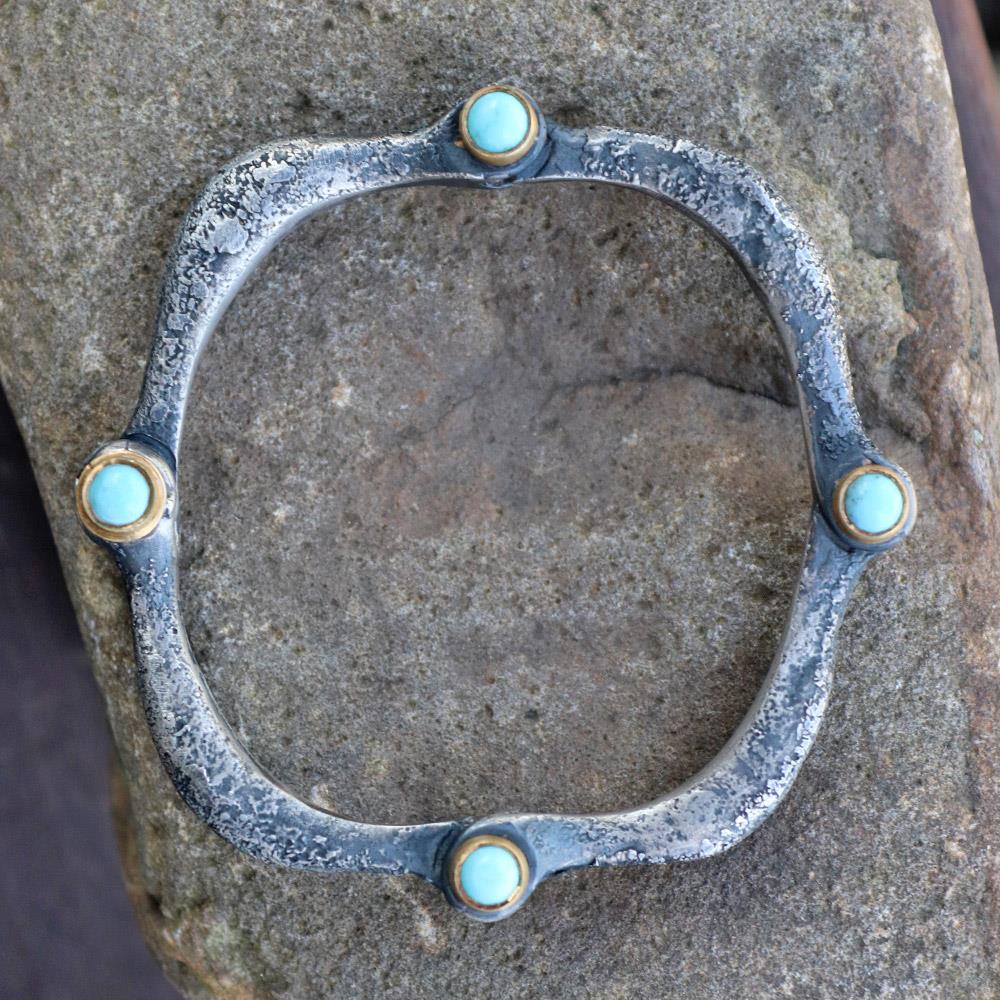 Roman Turquoise Bracelet in Two-Tone by Michael Jensen Designs