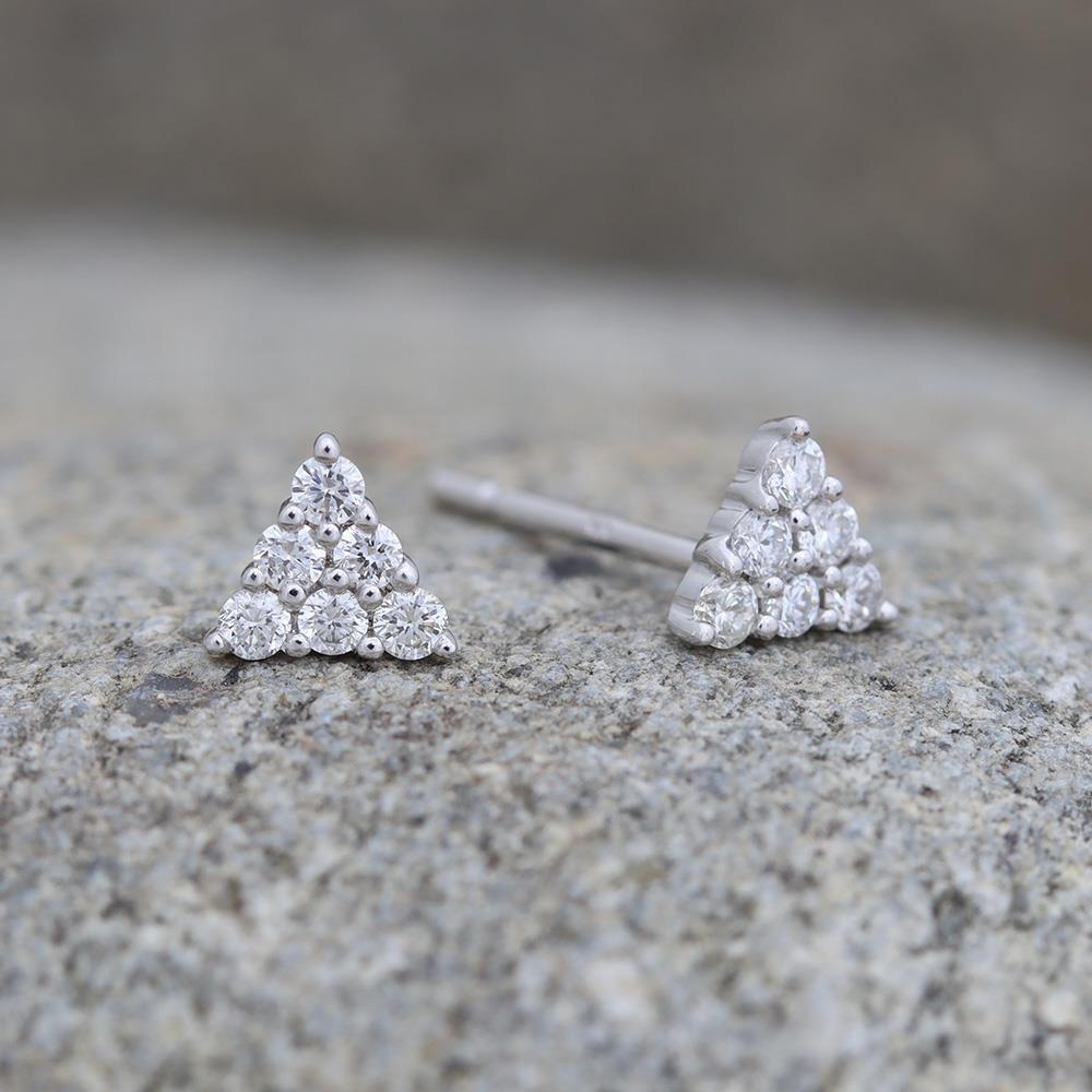 Acute Triangles Diamond Stud Earrings in 14k White Gold