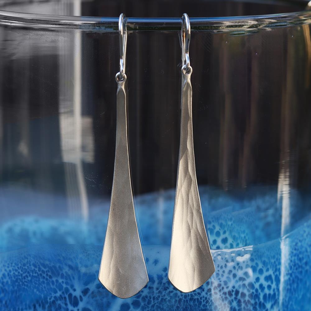 Toby Pomeroy Long Articulated Orchid Earrings in Matte Silver