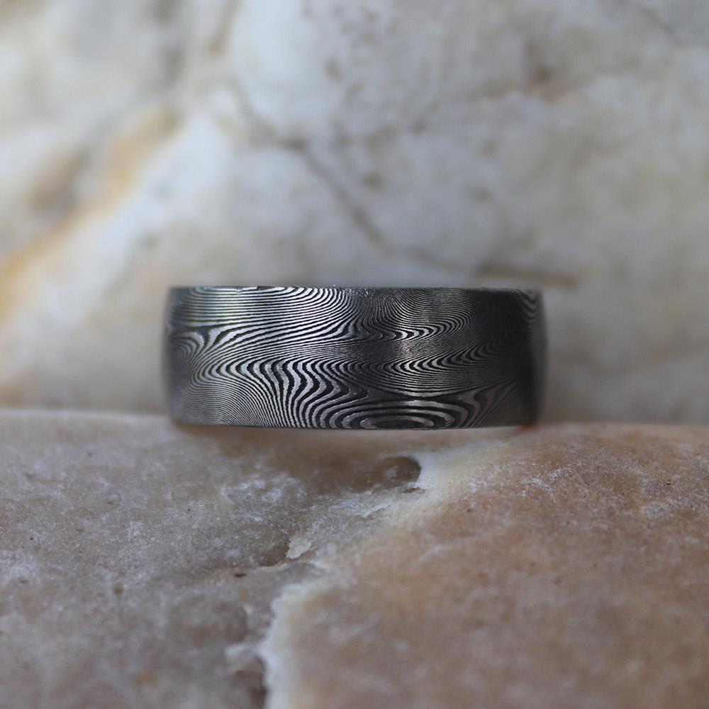 Damascus JET Men's Ring #6 by Andrew Nyce — 9.5